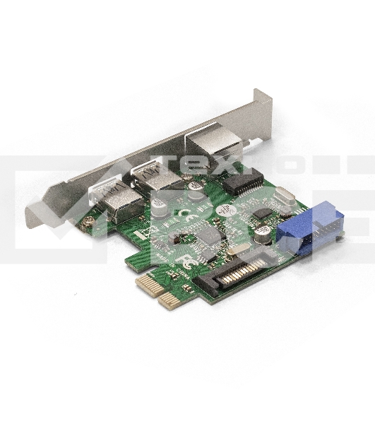Контроллер ExeGate EX290278RUS EXE-362 PCI-E 2.0, 2*USB3.0 ext + 1*USB3.0 int + LAN UTP 1000Mbps, разъем доп.питания (OEM)