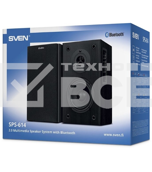 Колонки Sven SPS-614 2.0 (2x20W, Bluetooth, дерево, black)