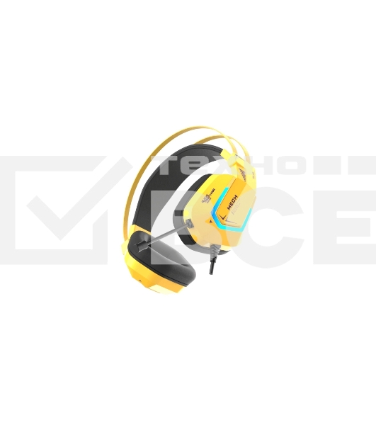 Гарнитура игровая проводная Dareu EH732 Yellow (желтый), подключение USB, подсветка RGB