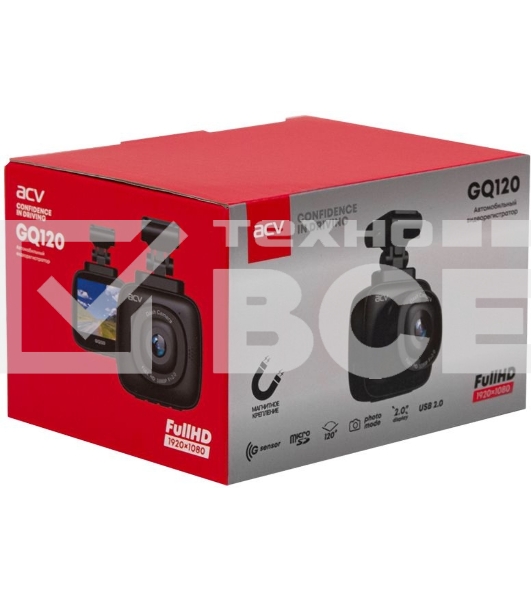 Видеорегистратор ACV GQ120 черный 1080x1920 1080p 120гр. GPCV1167