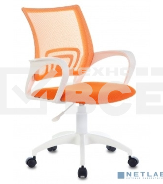 Кресло компьютерное Бюрократ CH-W695NLT TW-38-3 TW-96-1 оранжевый, сетка/ткань, крестовина пластик, пластик белый