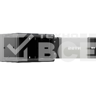 Шкаф коммутационный NTSS NTSS-W6U6045GS-BL настенный 6U 570x450мм пер.дв.стекл 60кг черный 350мм 18кг 220град. 370мм IP20 сталь