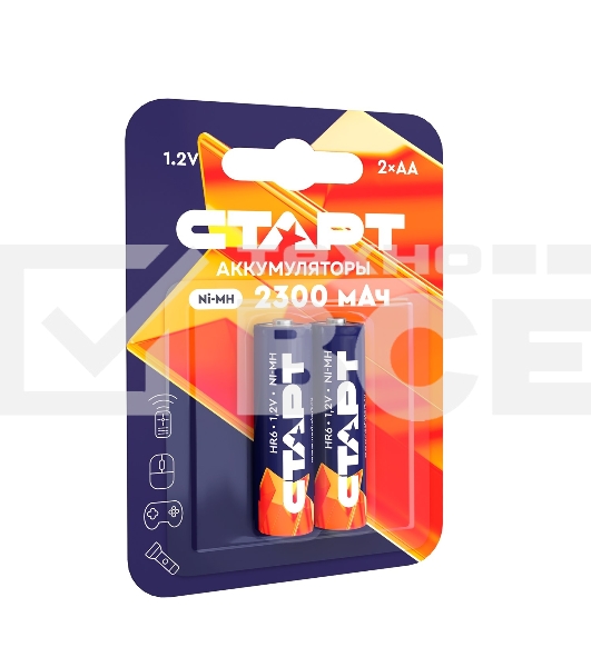 Аккумуляторы СТАРТ HR6 AA 2300mAh Ni-MH BL2 24/384, AA, 2300 мАч, 2 шт. в блистере