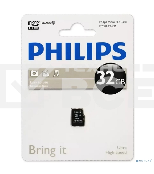 Флеш карта Philips microSDHC Class 10 32Gb FM32MD45B/97