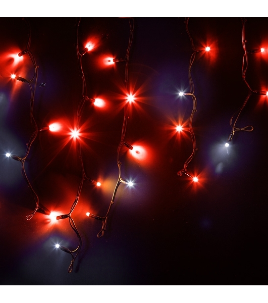 Гирлянда светодиодная Бахрома (Айсикл) 4,0х0,6м 128 LED КРАСНЫЙ черный каучук 3,3мм IP67 эффект мерцания 230В нужен блок 315-000 NEON-NIGHT