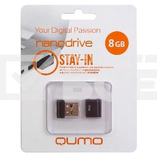 Флэш Диск USB 2.0 QUMO 8GB NANO QM8GUD-NANO-B Black
