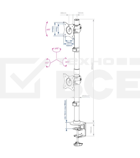 Кронштейн для мониторов Arm Media LCD-T43 черный 15