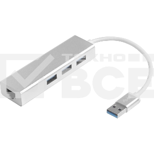 Хаб Greenconnect USB 3.0 Хаб на 3 порта + 10/100Mbps Ethernet Network (GCR-AP05) metall