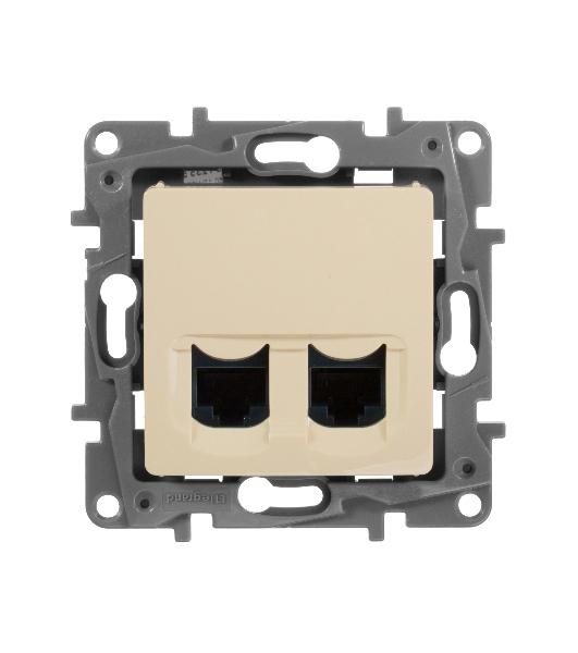 Двойная розетка RJ 45 - категория 5е - UTP - Etika - слоновая кость