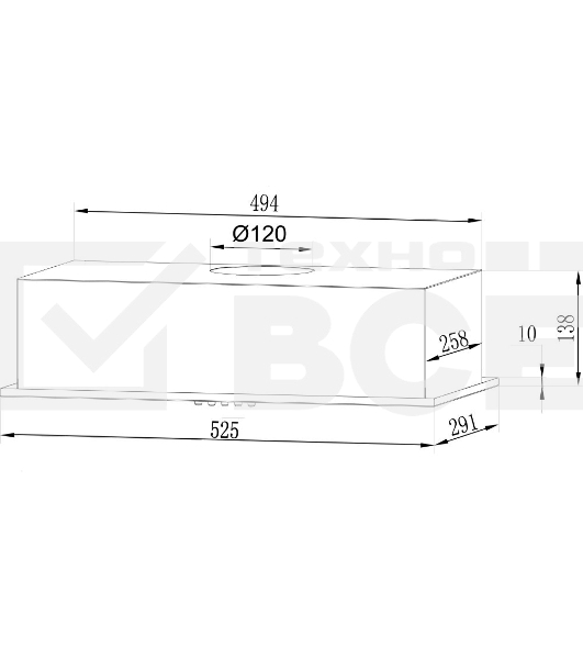 Вытяжка встраиваемая LEX GS Bloc LIGHT 600 белый управление: кнопочное (1 мотор)