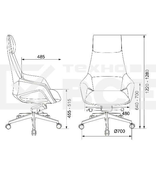 Кресло руководителя Бюрократ _DAO-2 черный кожа с подголов. крестовина алюминий