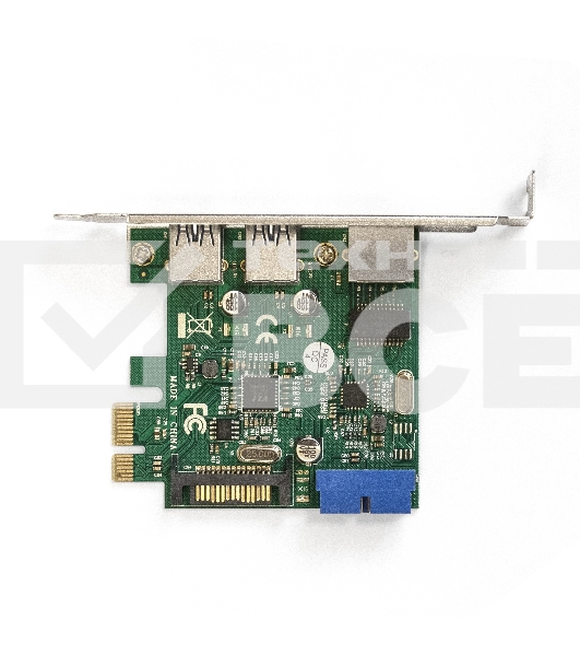 Контроллер ExeGate EX290278RUS EXE-362 PCI-E 2.0, 2*USB3.0 ext + 1*USB3.0 int + LAN UTP 1000Mbps, разъем доп.питания (OEM)