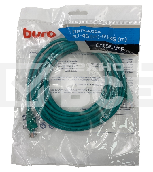 Патч-корд Buro UTP 4 пары cat5E CCA molded 5м зеленый RJ-45 (m)-RJ-45 (m)