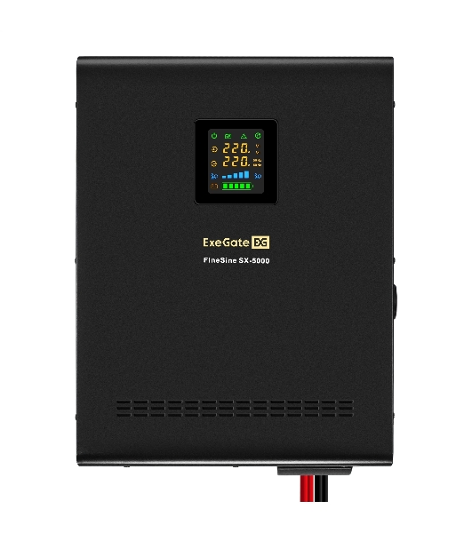 Комплект источника бесперебойного питания Exegate EX296004RUS + батарея 80Aч EX285654RUS 4шт (инвертор, синус, для котла, настенный) ExeGate FineSine SX-5000.LCD.AVR.2SH.T <5000VA/3500W, чистая синусоида, цветной LCD-дисплей, AVR, 2*Schuko+клеммы, линейно-интерактивный, крепление настенное, Black> + батарея ExeGate HRL 12-80 (12В, 80Ач) 4шт