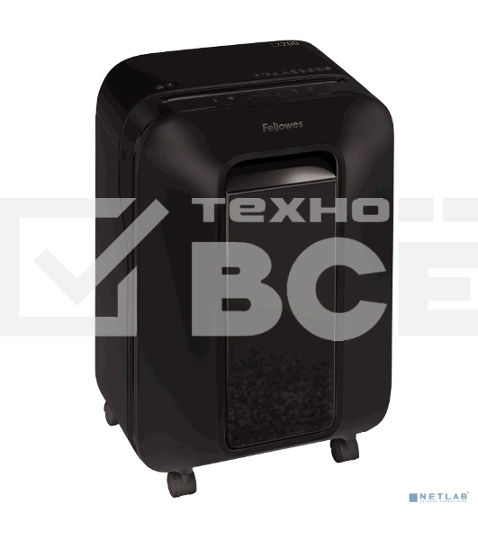 Шредер Fellowes PowerShred LX200 черный (секр.P-4)/перекрестный/12лист./22лтр./скрепки/скобы/пл.карты