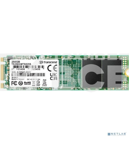 Накопитель SSD Transcend MTS825, 250Gb, M.2 2280, SATA III, R/W 500/330