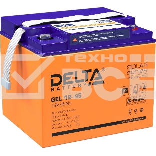 Аккумуляторная батарея Delta GEL 12-45 напряжение 12В, емкость 45Ач (196х166х173mm)