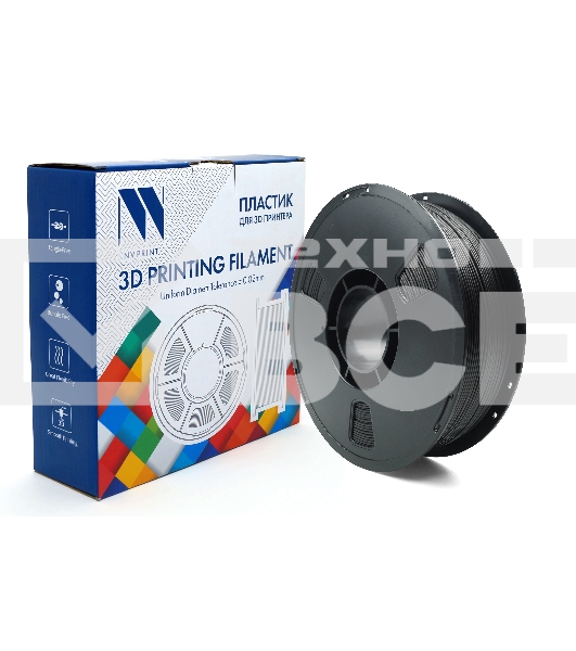 Филамент NVPrint ABS Carbon Fiber Black с карбоновыми волокнами, черный, для 3D печати диаметр 1.75мм масса 1 кг