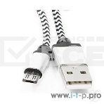 Кабель Gembird  USB 2.0 Cablexpert CC-mUSB2sr1m, AM/microBM 5P, 1м, нейлоновая оплетка, алюминиевые разъемы, серебристый, пакет, фото2