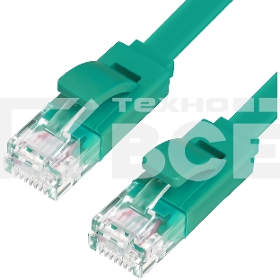 Патч-корд Greenconnect плоский прямой PROF  15.0m UTP медь, кат.6, зеленый, позолоченные контакты, 30 AWG, Premium ethernet high speed 10 Гбит/с, RJ45, T568B (GCR-LNC625-15.0m)
