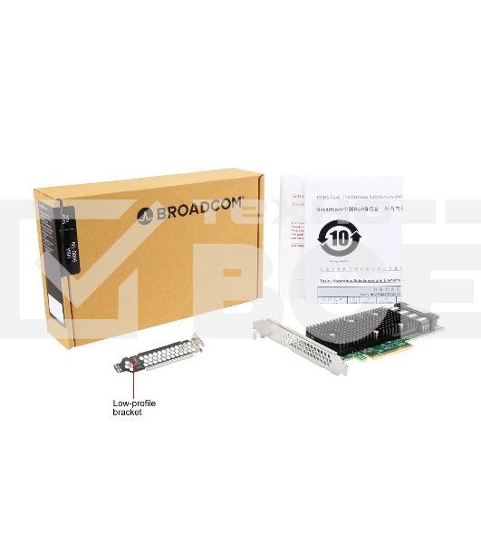 Адаптер HBA SAS 9400-16i SGL (05-50008-00), PCIe 3.1 x8 LP, Tri-Mode SAS/SATA/NVMe 12G HBA, 16port(2*int SFF8643), 3416 IOC