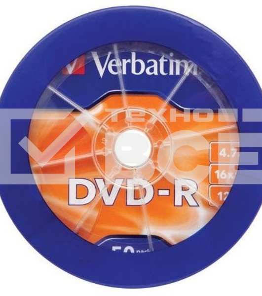 Диск DVD-R Verbatim 4.7Gb 16x Cake Box (50шт) (43731)