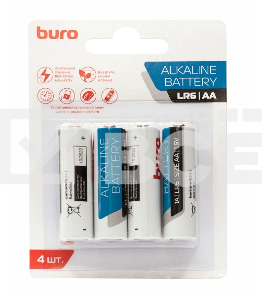 Батарея Buro Alkaline LR6 AA (4шт) блистер