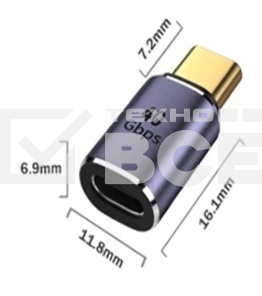 Переходник USB 4 Type C мама-папа прямой