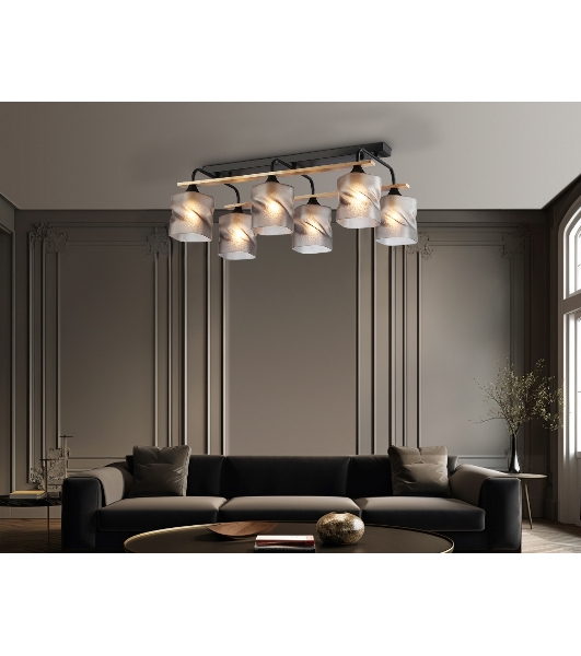 Светильник Ambrella light TR3033250/6 BK/WD черный/дерево E27/6 max 60W 580*340*245