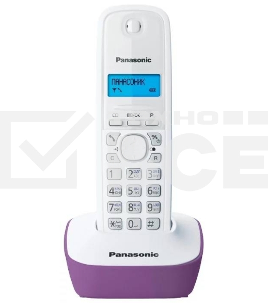 Телефон беспроводной (DECT) Panasonic KX-TG1611RUF (сиреневый) {АОН, Caller ID,12 мелодий звонка,подсветка дисплея,поиск трубки}