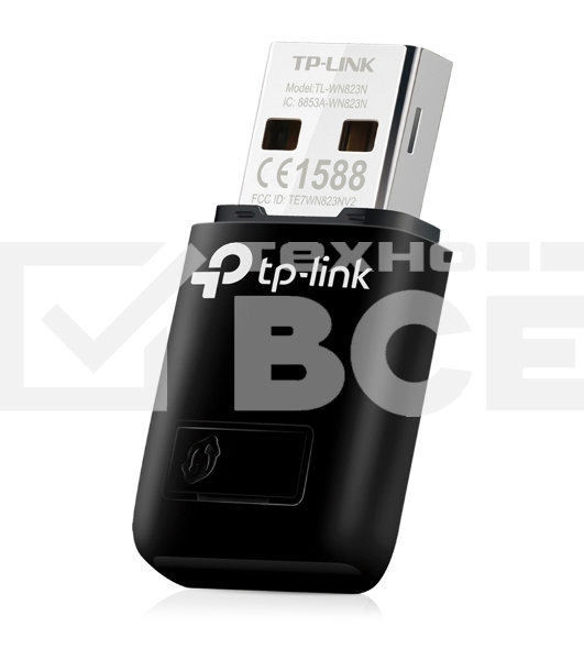 Сетевой адаптер TP-Link SOHO TL-WN823N Беспроводной USB мини адаптер 300 Мбит/с стандарта N c кнопкой QSS(Realtec)