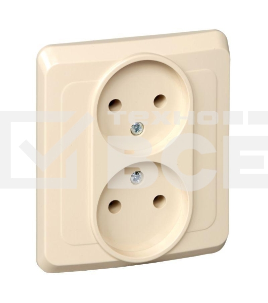 Розетка 2-м СП Этюд 16А IP20 без заземл. крем. SchE PC16-005K