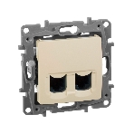 Двойная розетка RJ 45 - категория 5е - UTP - Etika - слоновая кость, фото 1