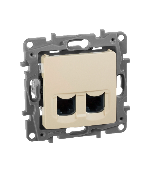 Двойная розетка RJ 45 - категория 5е - UTP - Etika - слоновая кость