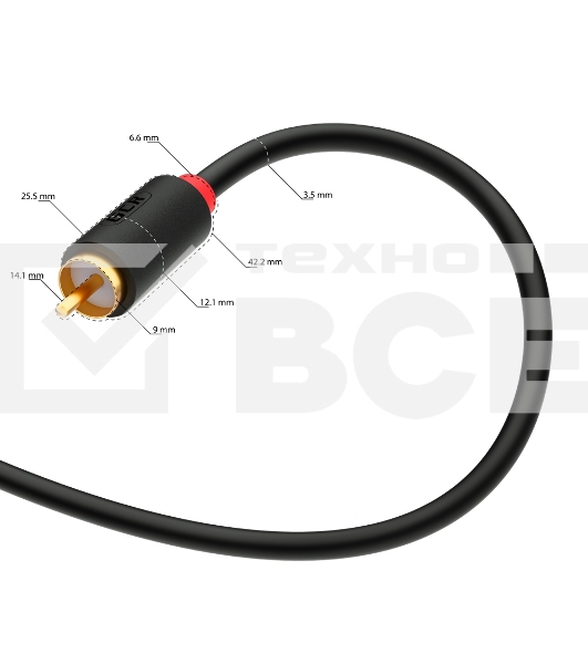 Кабель GCR 3.0m аудио 3 х RCA / 3 х RCA , GOLD, черный, GCR-51821