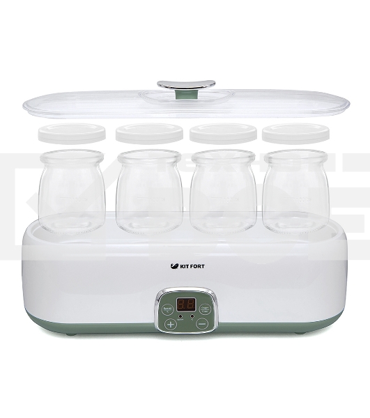 Йогуртница Kitfort KT-2007 20Вт 4б. 180мл упр.:электрон. белый/зеленый