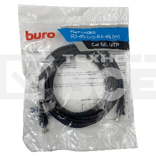 Патч-корд Buro UTP 4 пары cat5E CCA molded 5м черный RJ-45 (m)-RJ-45 (m)
