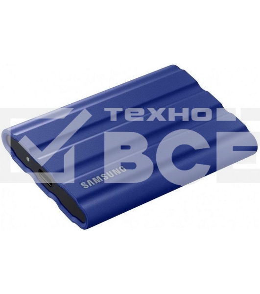 Накопитель  Samsung External SSD T7 Shield, 2TB, Type C-to-C/A, USB 3.2 Gen2, R/W 1050/1000MB/s, IP65, 88x59x13mm, 98g, Blue (12 мес.)