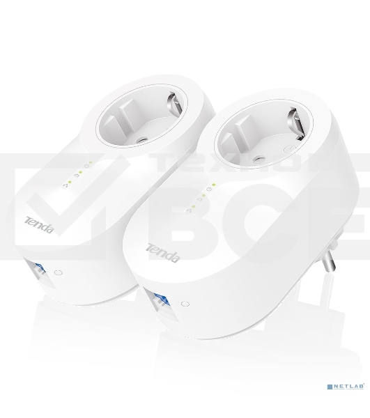 Сетевой адаптер Tenda PH6 набор 2хPowerLine адаптеров AV1000 с проходной Евро розеткой