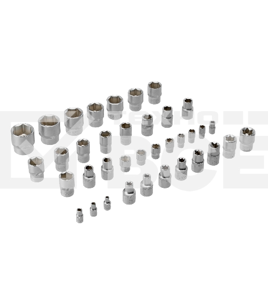 Набор инструментов Denzel 1/2', 1/4', CrV, S2, пластиковый кейс, 122 предмета