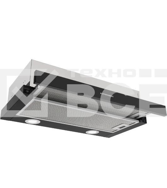 Встраиваемая вытяжка Kuppersberg SLIMDUAL 60 B телескопическая, 60 см, High-Tech, макс. Производительность 650 м3/ч, 3 скорости, механическое управление, светодиодное освещение, два мотора, уровень шума 53 дБ, цвет черный