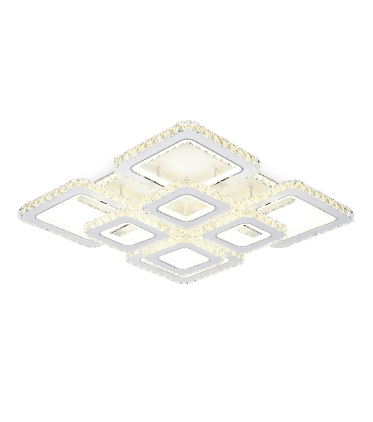 Управляемый светодиодный светильник Ambrella light FA1737/4+4 WH/CH белый/хром 215W 3000K/4200K/6400K 720*720*120 (ПДУ РАДИО 2.4G)