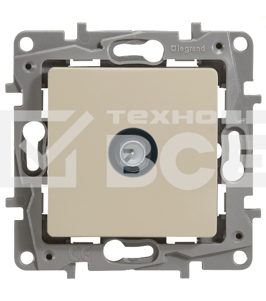 Розетка телевизионная проходная, 15дБ, сл. кость ETIKA Розетка TV проходная, 15дБ, сл. кость