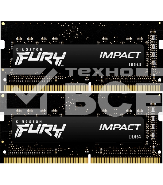 Оперативная память Kingston Fury Impact, DDR4, 16GB (2x8GB), 3200MHz, CL20, SO-DIMM