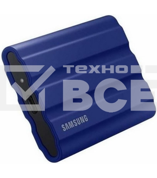 Накопитель  Samsung External SSD T7 Shield, 2TB, Type C-to-C/A, USB 3.2 Gen2, R/W 1050/1000MB/s, IP65, 88x59x13mm, 98g, Blue (12 мес.)