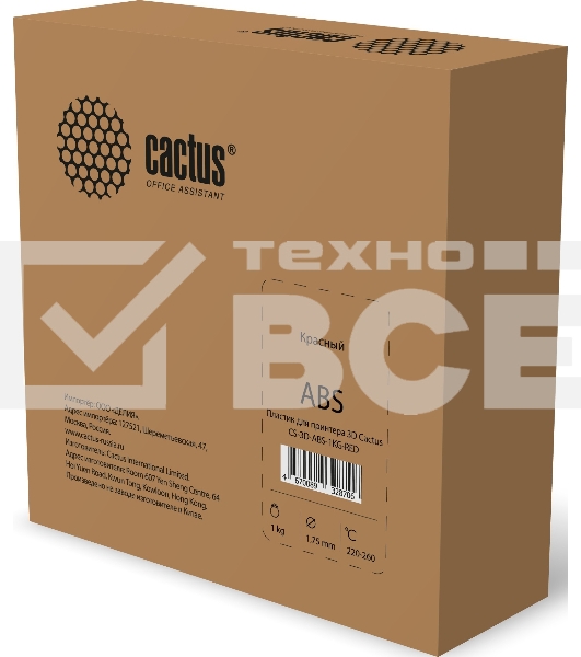 Пластик для принтера 3D Cactus CS-3D-ABS-1KG-RED ABS d1.75мм 1кг 1цв.