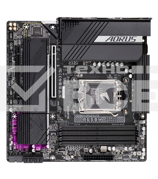 Материнская плата Gigabyte B650M AORUS ELITE, Socket AM5, AMD B650, 4xDDR5, 4xSATA, 2xM.2, 1xPCI-E 4.0 x16, 1xPCI-E 4.0 x4, 1xHDMI, 1xDP, 1x 2.5Gb LAN, 5xUSB-A 3.2 Gen 1, 2xUSB-A 3.2 Gen 2, 4xUSB-A 2.0, 1xUSB-C 3.2 Gen 2, 2x3.5 мм, 7.1, Micro-ATX