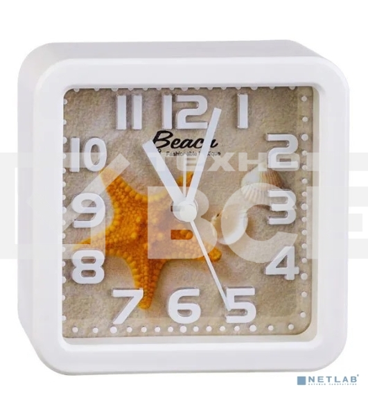 Часы-будильник Perfeo Quartz 'PF-TC-014', квадратные 10,5*10,5 см, звезда