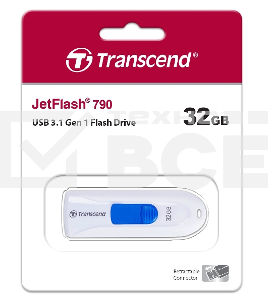 Флеш диск Transcend USB Drive 32Gb JetFlash 790 TS32GJF790W {USB 3.0}