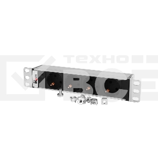 Блок роз Rem-10 без шнура с инд., 4 Sсhuko, вх IEC 60320 C14, 10A алюм. 10